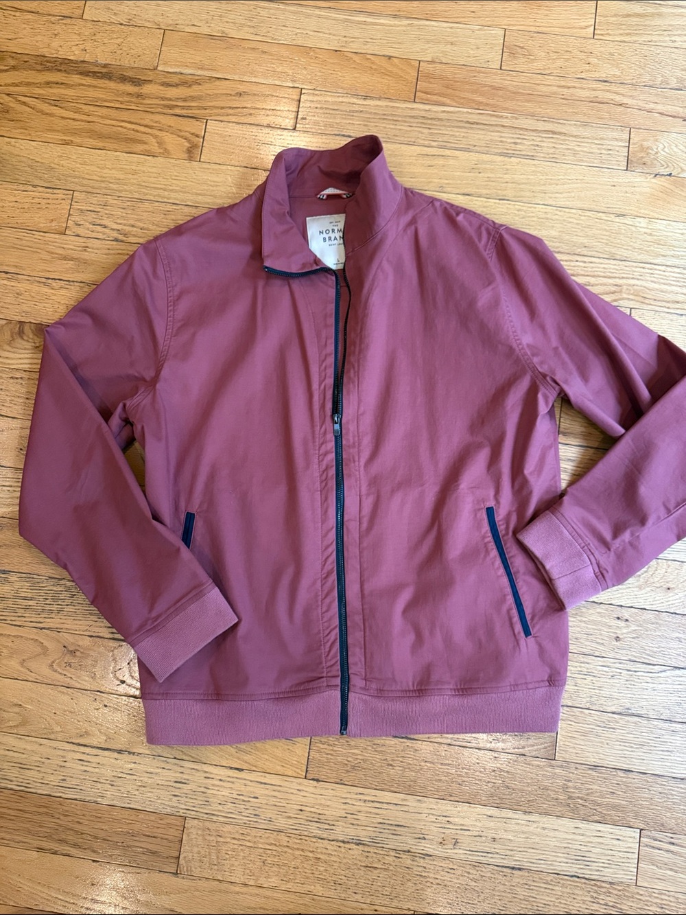 The Normal Brand Mauve Bomber Jacket with Navy Trim